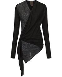 Elwood - Wrap-Style Asymmetric-Hem Long-Sleeved Blouse - Lyst