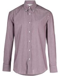 Brunello Cucinelli - Striped Long-Sleeve Cotton Shirt - Lyst