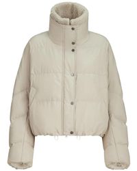 Brunello Cucinelli - Techno Cotton Taffeta Down Jacket With Detachable Shearling Insert And Monili - Lyst
