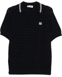 Miu Miu - Polo Mc Crochet Striped Collar Logo - Lyst