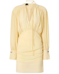 Pinko - Gathered V-Neck Dress - Lyst