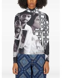 Ahluwalia - Grafische Top Met Hoge Hals - Lyst