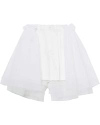 Noir Kei Ninomiya - Tulle-overlay Tailored Shorts - Lyst