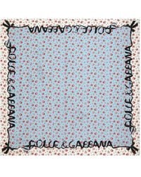 Dolce & Gabbana - Small Rose Print Silk Twill Scarf 90X90 - Lyst