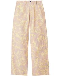 Burberry - Rose-print Straight-leg Trousers - Lyst