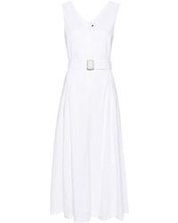 Theory - Belted A-line Midi Dress - Lyst