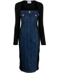 Moschino Jeans - Panelled Denim Midi Dress - Lyst