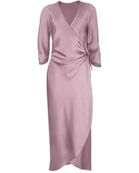 Peter Cohen - Wrap-Tie Three-Quarter Sleeve Midi Dress - Lyst