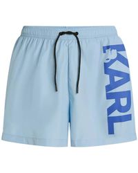 KARL LAGERFELD - Logo-Print Swim Shorts - Lyst