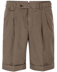 PT Torino - Pleated-Front Turn-Up Shorts - Lyst
