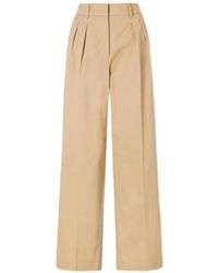 Moncler - Cotton Gabardine Wide-Leg Tailored Trousers - Lyst