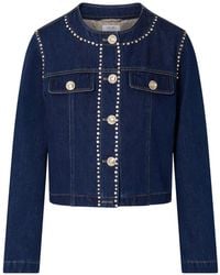 Liu Jo - Slim Fit Denim Jacket With Rhinestones - Lyst