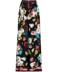 Dolce & Gabbana - Floral-print Wide-leg Silk-satin Trousers - Lyst