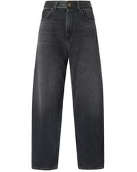 Pinko - Vaqueros Anchos Con Ribete De Cuero - Lyst