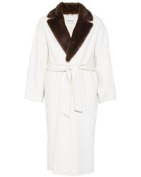 P.A.R.O.S.H. - Faux-Fur Collar Belted Coat - Lyst