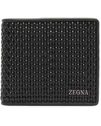 Zegna - Logo-detail Woven Leather Wallet - Lyst