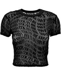 Versace Jeans Couture - Logo-Print Mesh Top - Lyst