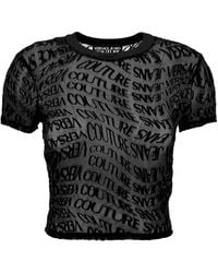 Versace Jeans Couture - Top de malla con logo estampado - Lyst