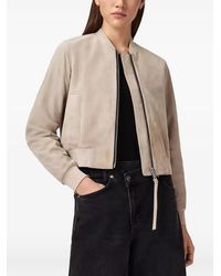 AllSaints - Orten Suede-Finish Zip-Fastening Jacket - Lyst