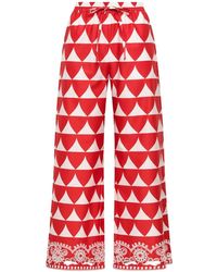 Maliparmi - Optical-Print Broderie-Trim Trousers - Lyst