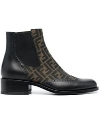 Fendi - Monogram-pattern Leather Ankle Boots - Lyst