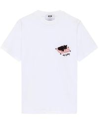 MSGM - Embroidered Cat T-Shirt - Lyst