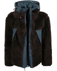 Sacai - Wollen Jack Met Hoge Kraag En Capuchon - Lyst