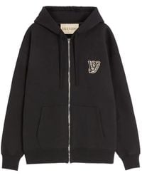 Valentino Garavani - Cotton Hooded Sweatshirt With Vg Patch - Lyst