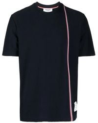Thom Browne - Rwb Stripe Cotton T-Shirt - Lyst