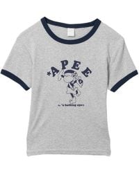 AAPE BY A BATHING AP - Graphic-Printed Ringer T-Shirt - Lyst
