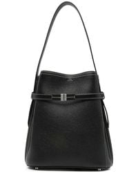 TOTEME - Belted Grained-Leather Bucket Bag - Lyst