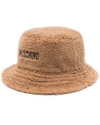 Moschino - Embroidered-Logo Faux-Shearling Bucket Hat - Lyst