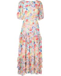 RIXO London - Midi-jurk Met Bloemenprint - Lyst