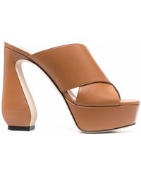 SI ROSSI - Leather Heel Mules - Lyst