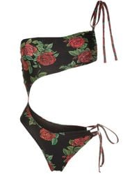 Amir Slama - Rose-pattern Cut-out Swimsuit - Lyst