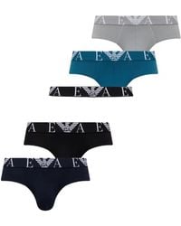 Emporio Armani - 5-Pack Of Stretch-Cotton Briefs With Elastic Logo-Waistband - Lyst