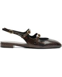 Stuart Weitzman - Snakeskin Slingback Flat Pumps - Lyst