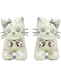 YVMIN - Floral-Print Cat-Motif Earrings - Lyst
