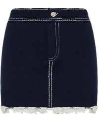 Barrie - Fringed Stitching Mini Skirt - Lyst