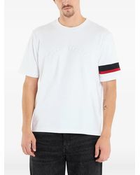 Tommy Hilfiger - Embossed-Logo Stripe-Detail T-Shirt - Lyst