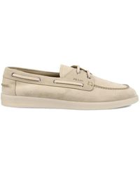 Prada - Suede Boat Shoes - Lyst
