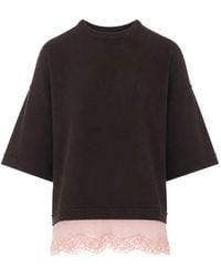 Pinko - Lace-Trim Layered-Effect T-Shirt - Lyst