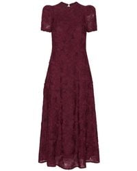 ROTATE BIRGER CHRISTENSEN - Mini Round Neck Dress With Puffed Sleeves - Lyst