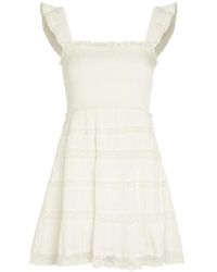 LoveShackFancy - Colbera Shirred Ruffled-Sleeve Mini Dress - Lyst