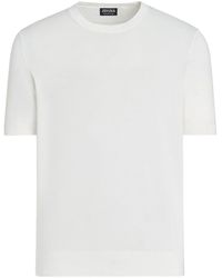 Zegna - T-shirt en coton à col rond - Lyst