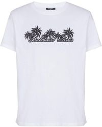 Balmain - T-Shirt mit Palmen-Print - Lyst