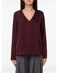 Hanita - V-Neck Satin Blouse - Lyst