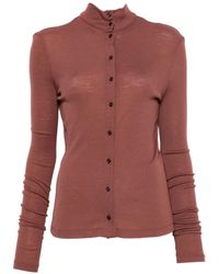 Alysi - Button-Up Turtle-Neck Sweatshirt - Lyst