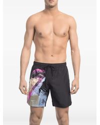 Bikkembergs - Graphic-Print Drawstring Swim Shorts - Lyst