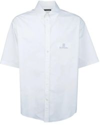 Balenciaga - Camicia A Maniche Corte Con Logo Ricamato - Lyst
